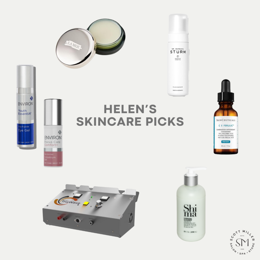 collage of skincare products, helen's picks