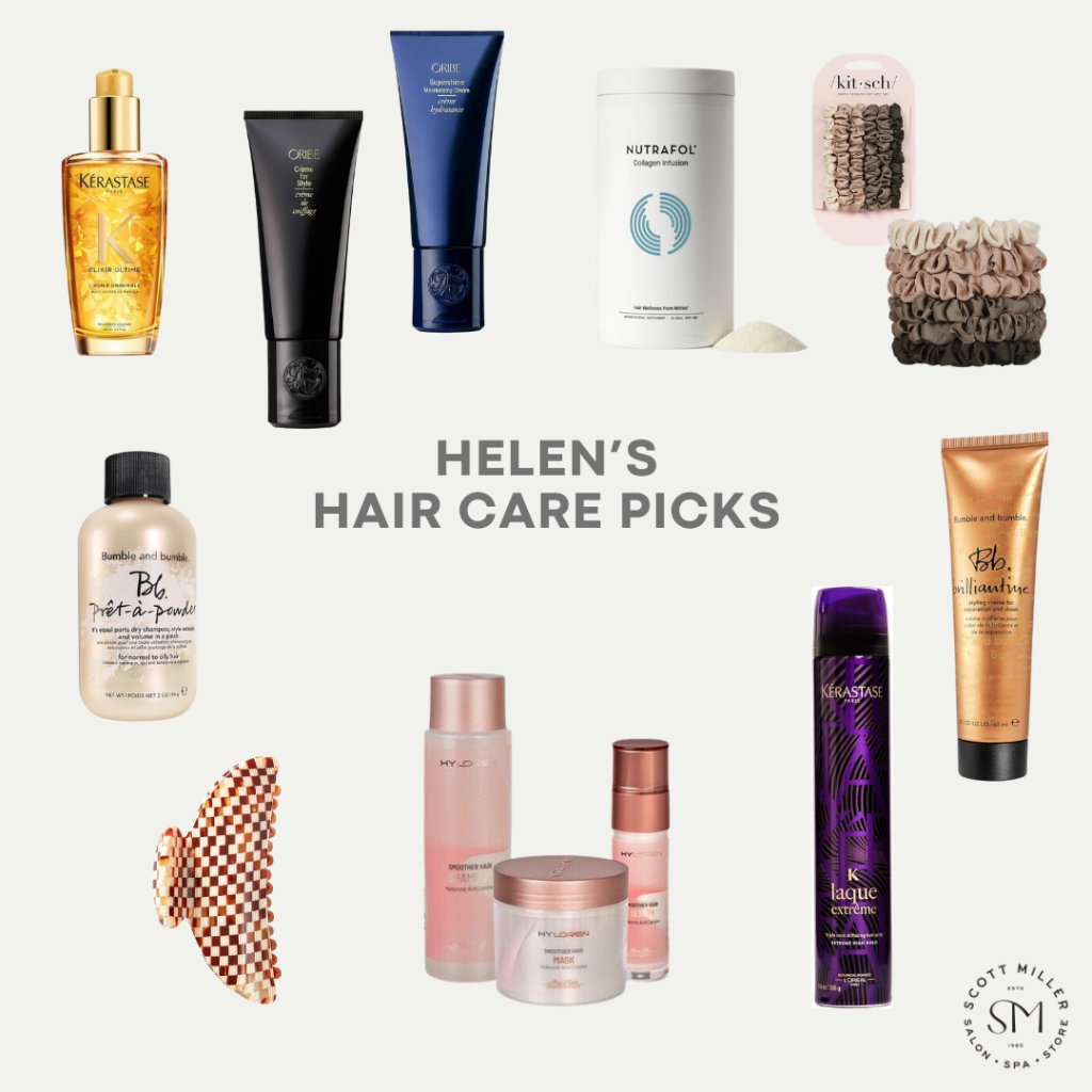 collage of haircare products, helen's picks