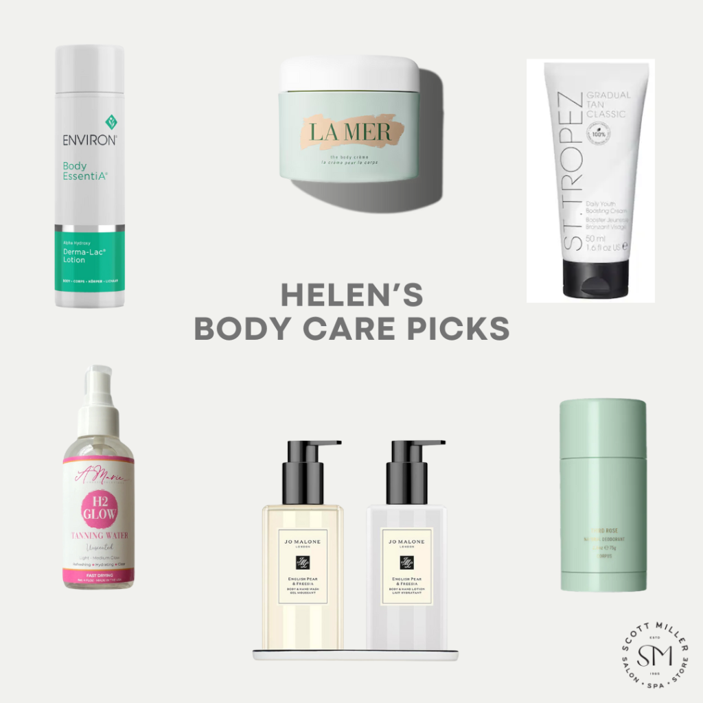 collage of body care products, helen's picks